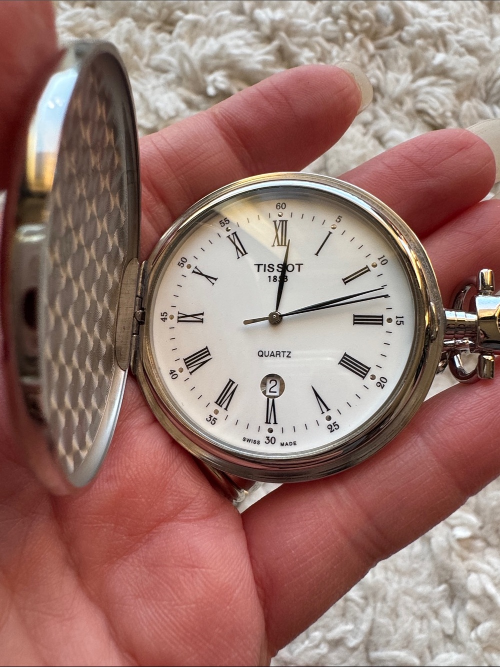 Tissot Silver Tone Savonnette Pocket Watch